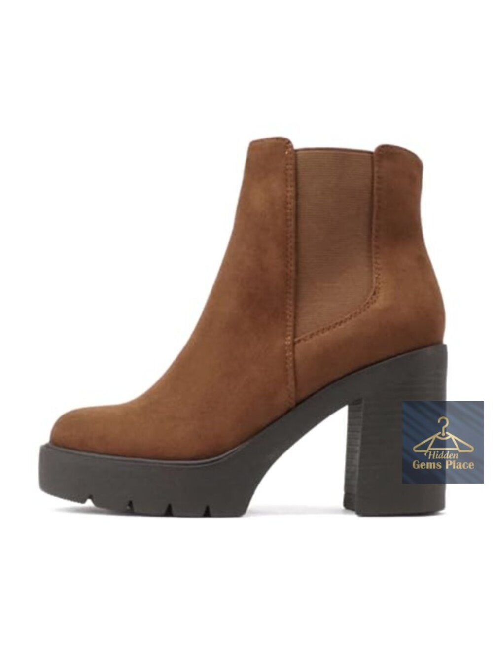 Lug Sole High Heel Chelsea Ankle Boot Double Elastic Gore